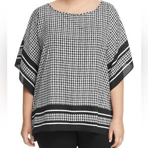 Michael Kors Houndstooth Black And White Poncho